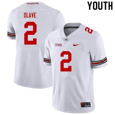 NCAA Ohio State Buckeyes Youth #2 Chris Olave White Nike Football College Jersey FUX5345XP